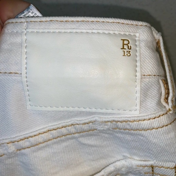 R13 Kick White Flare Distressed Jeans Size 27 Mid Rise - Picture 6 of 12